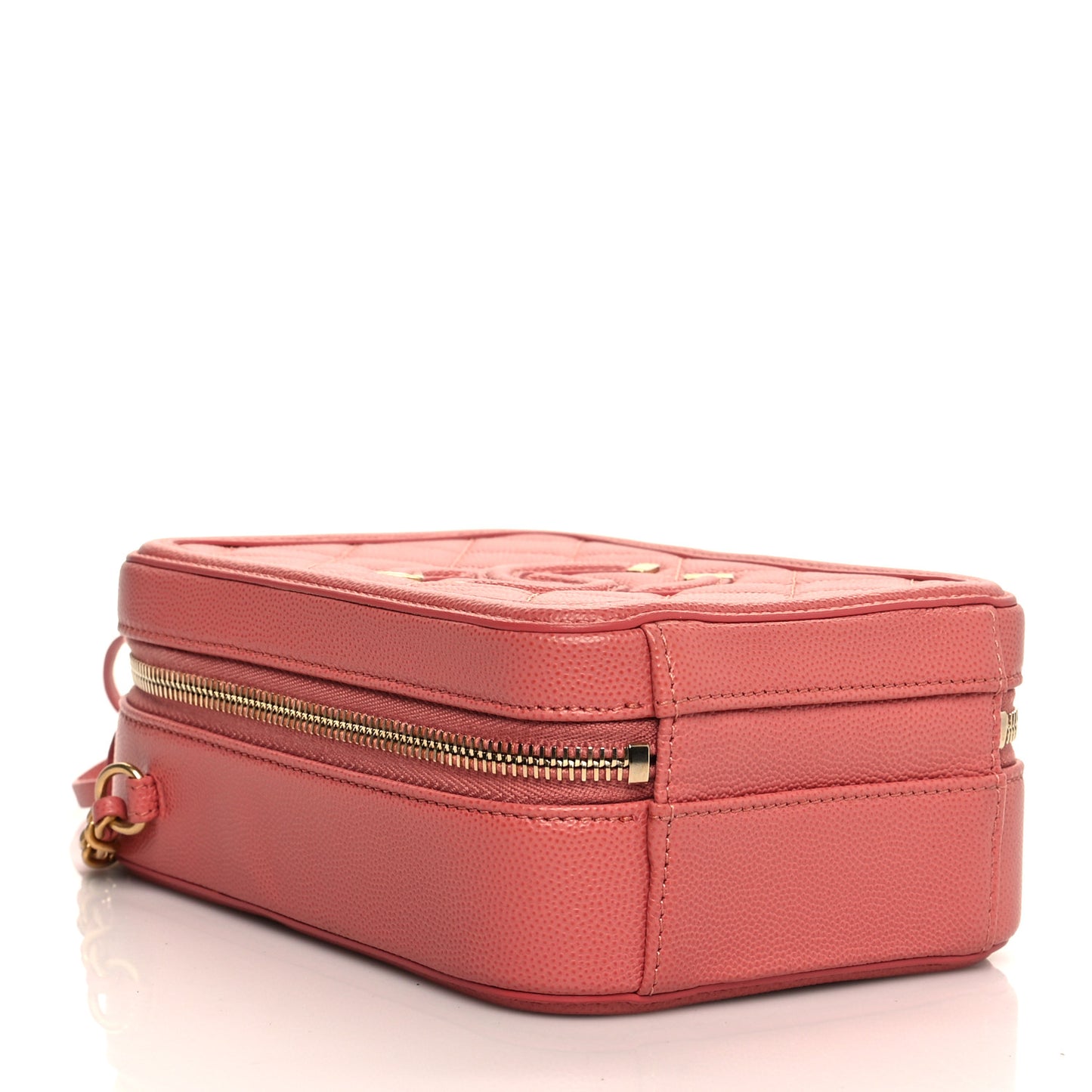 Caviar Quilted CC North South Filigree Vanity Case Pink