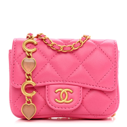 Chanel Lambskin Enamel Quilted Mini Chain Belt Bag Pink 1 of 10