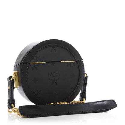 MCM Monogram Coated Canvas Studded Berlin Tambourine Round Crossbody Black 3 of 8