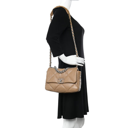 Chanel Lambskin Quilted Medium Chanel 19 Flap Dark Beige 2 of 11