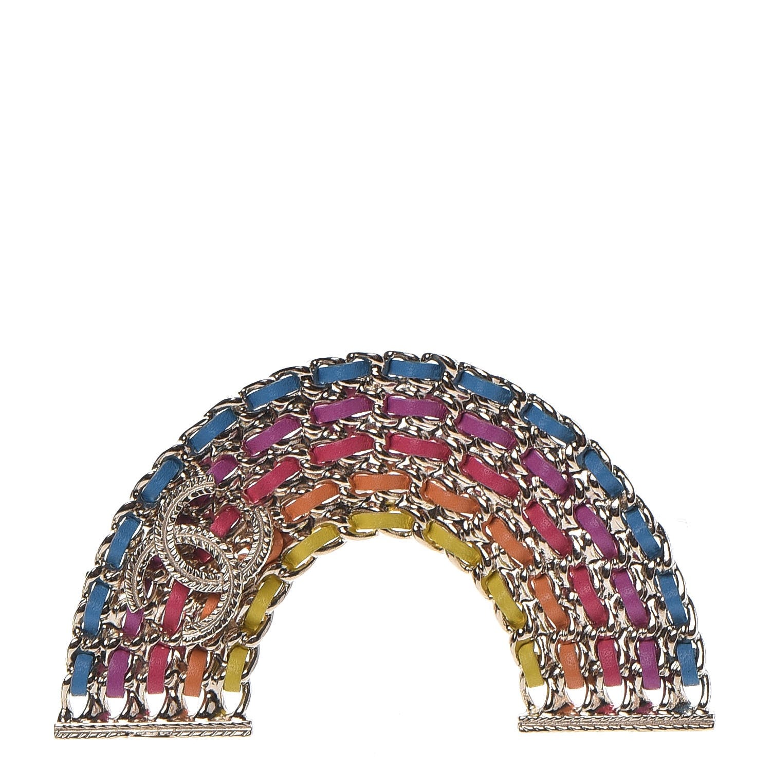 Chanel Lambskin Chain Rainbow CC Brooch Gold Multicolor 1 of 5