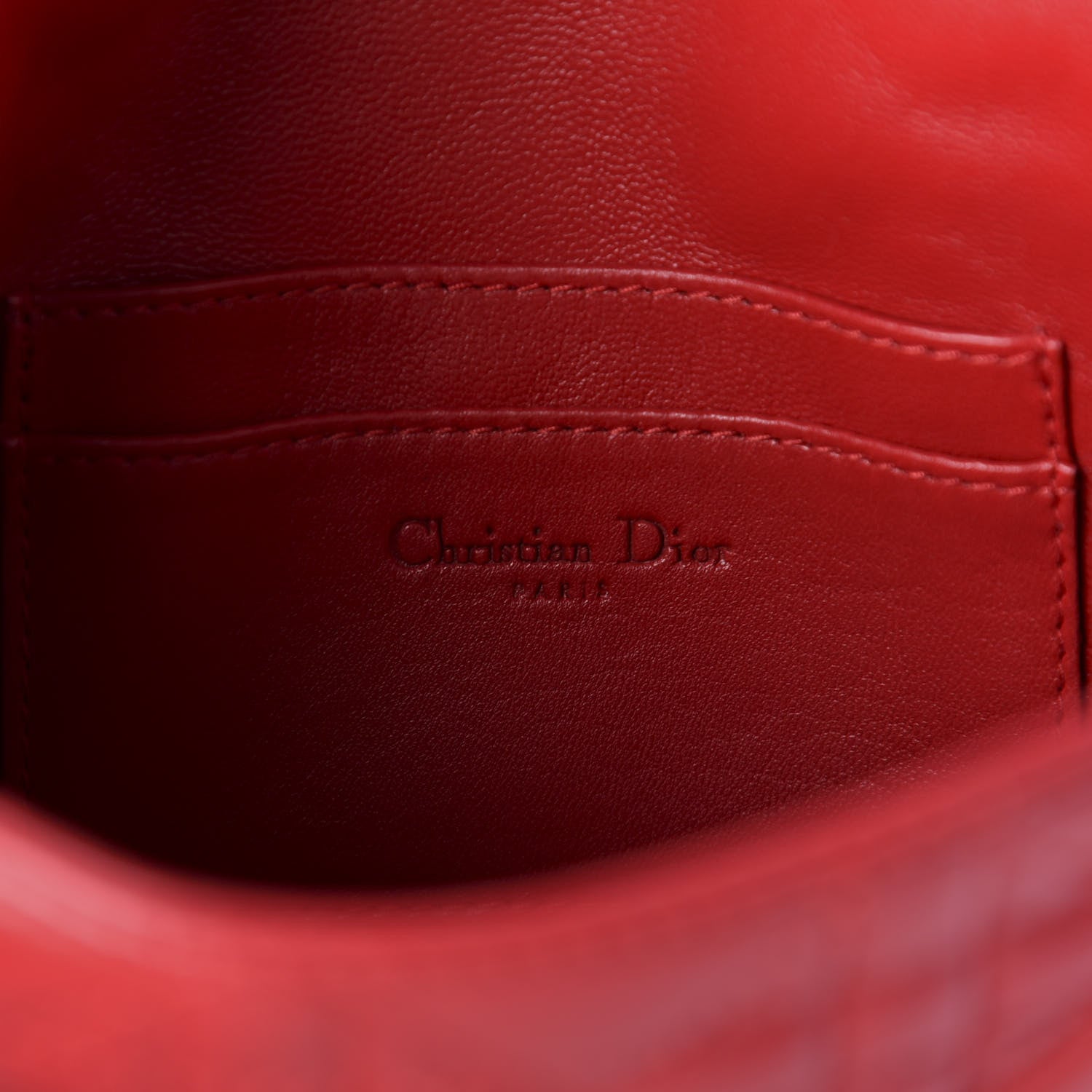 Christian Dior Lambskin Cannage Lady Dior Pochette Red 8 of 10