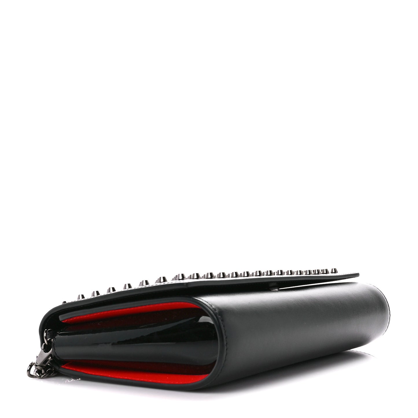 Calfskin Patent Spikes Paloma Clutch Black