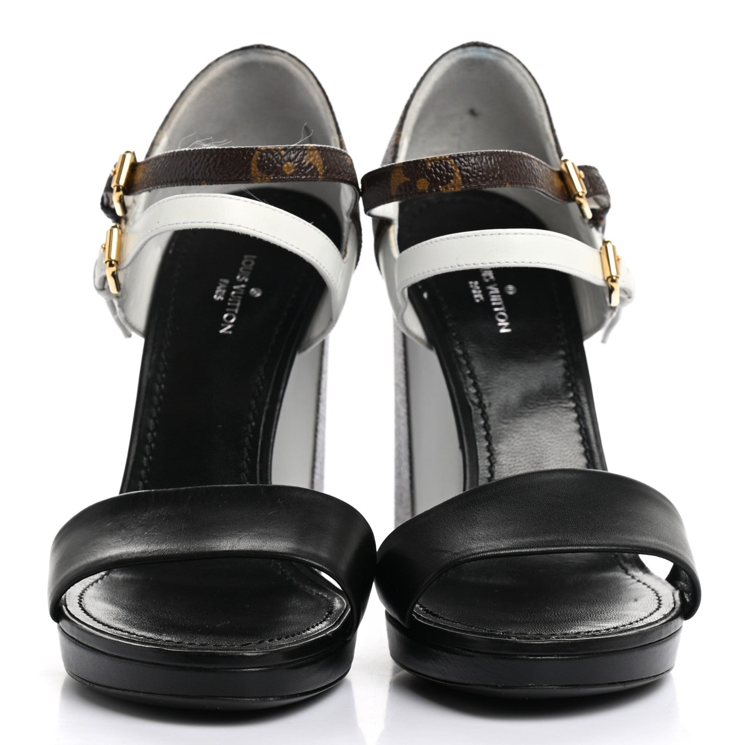Louis Vuitton Calfskin Monogram Matchmake Cross Sandals 36 Black White 2 of 9