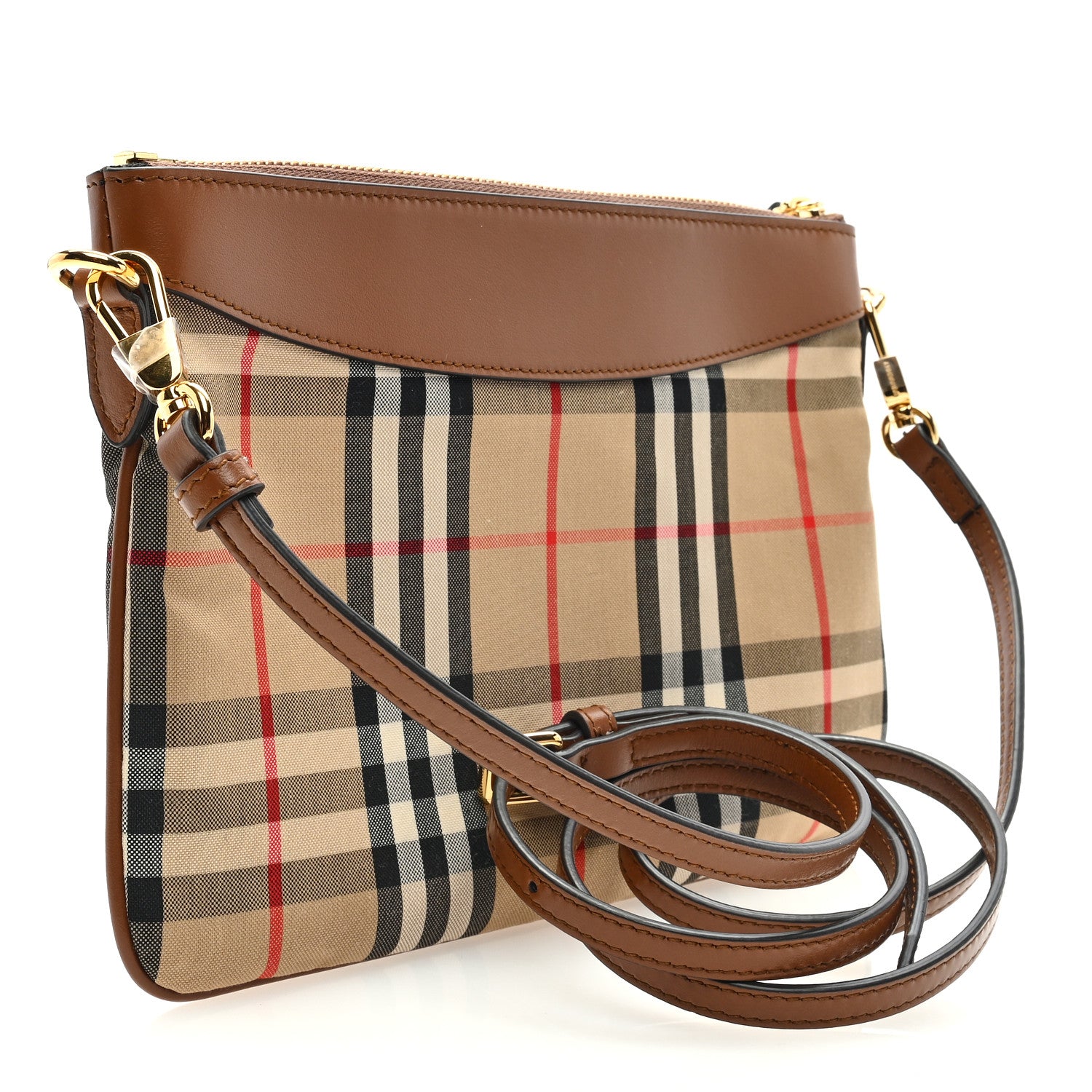 Burberry Horseferry Check Peyton Crossbody Clutch Bag Brown 3 of 8
