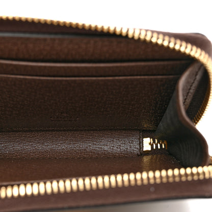 Gucci GG Supreme Monogram Textured Dollar Calfskin Web Ophidia Zip Around Card Case Wallet Beige Ebony New Acero 5 of 8