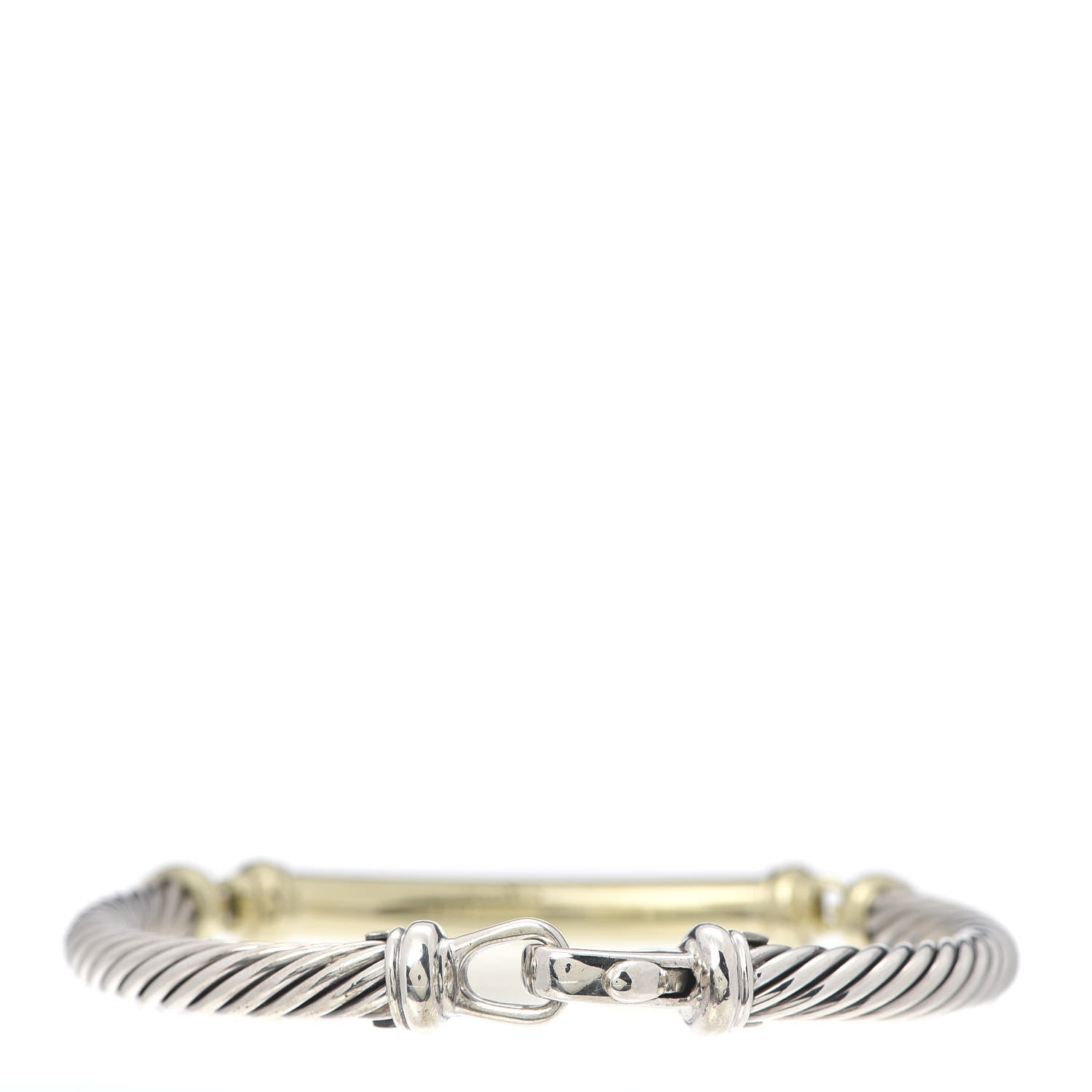 David Yurman Sterling Silver 14K Yellow Gold 5mm Metro Cable Bracelet 3 of 6