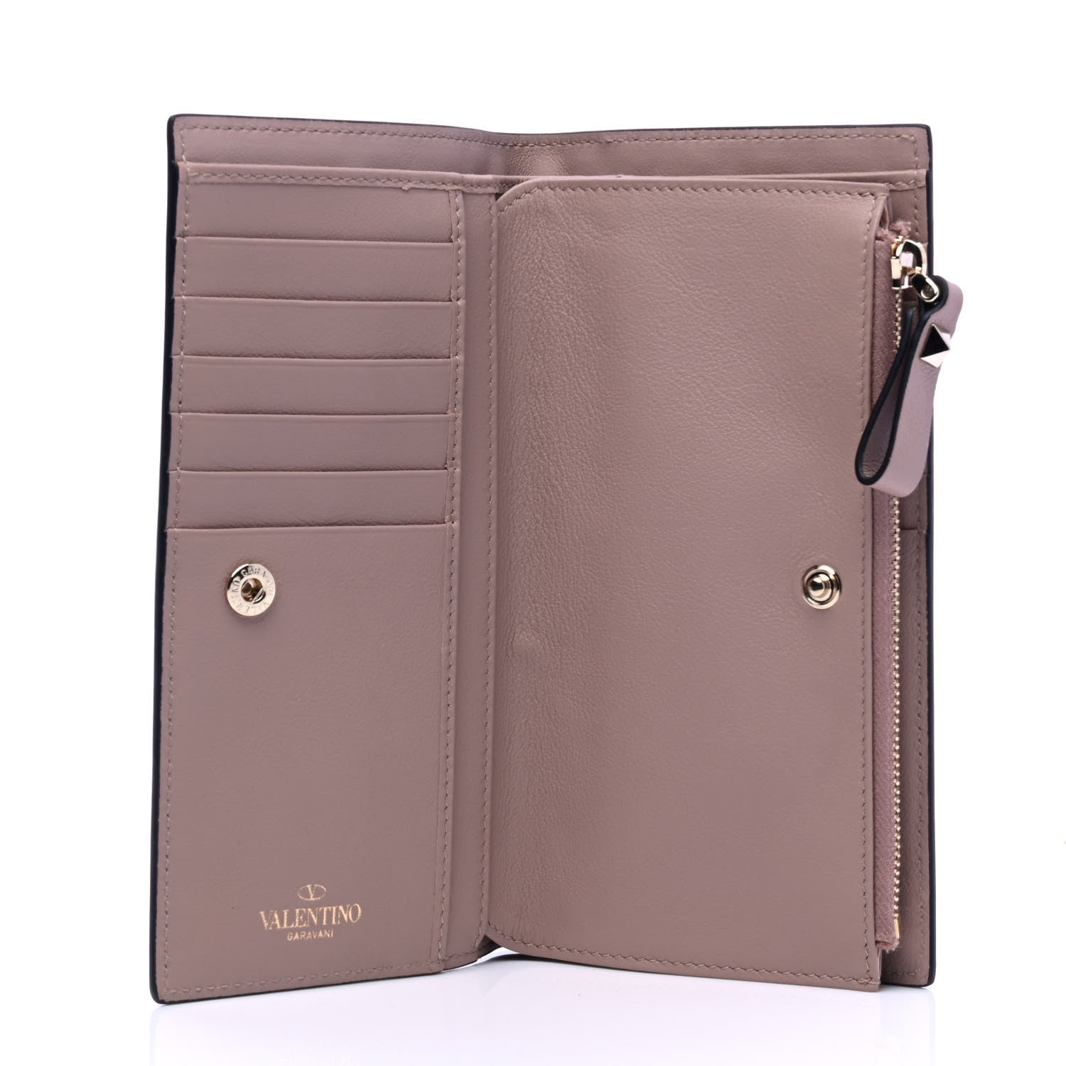 Valentino Garavani Calfskin Rockstud Continental Wallet Poudre 3 of 6