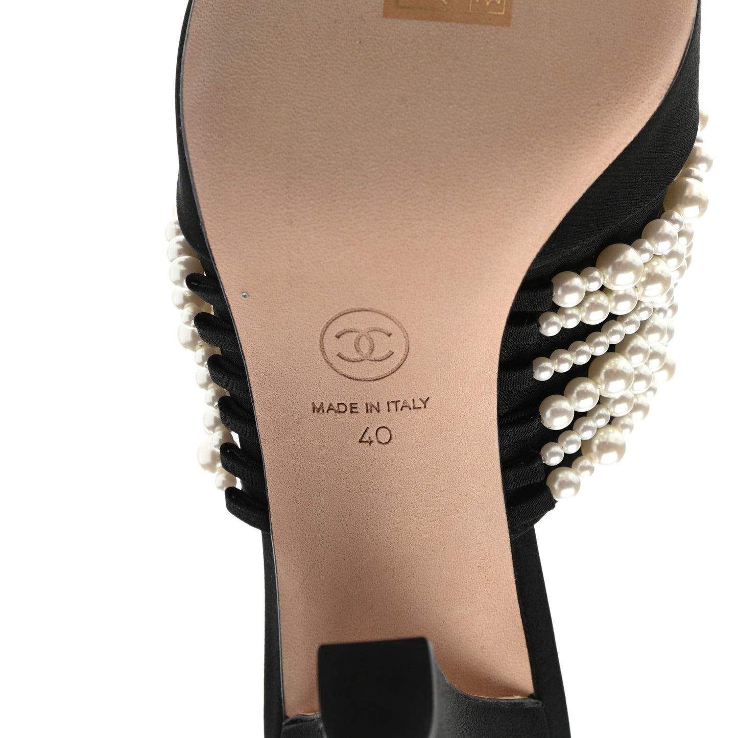 Satin Cap Toe CC Pearl Mule 40 Black