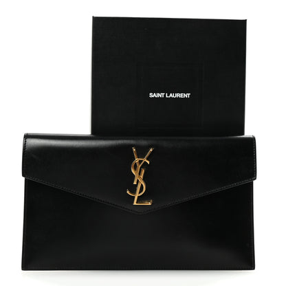 Saint Laurent Smooth Shiny Calfskin Monogram Uptown Pouch Black 7 of 7