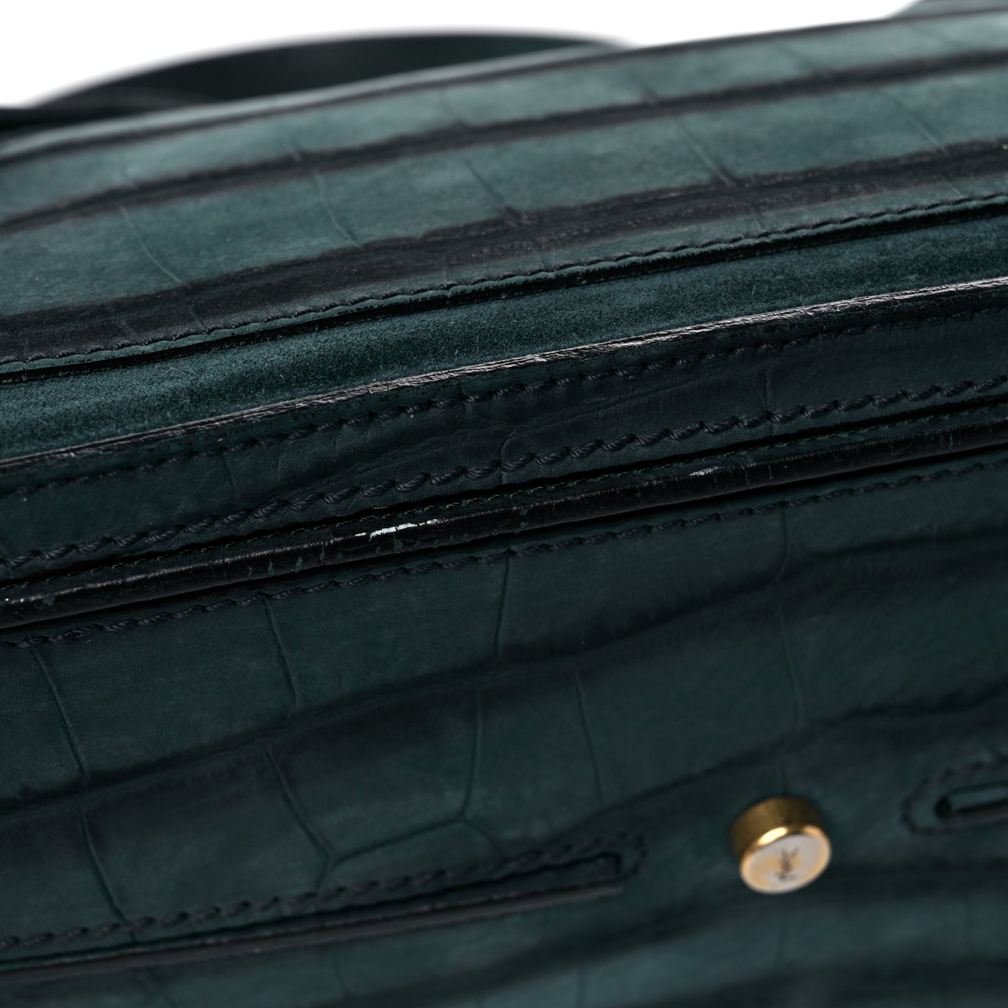 Crocodile Embossed Nubuck Calfskin Medium Muse Two Green