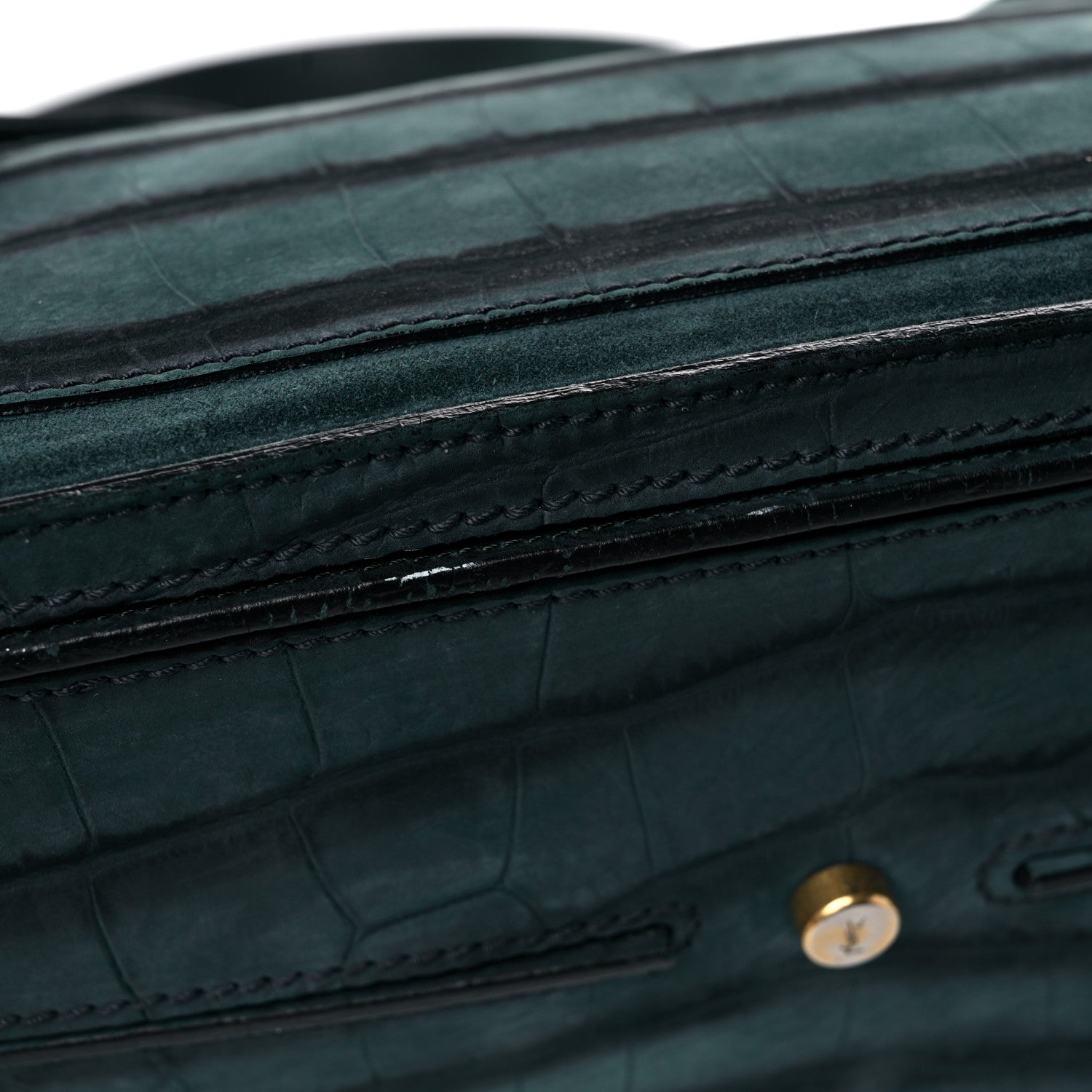 Saint Laurent Crocodile Embossed Nubuck Calfskin Medium Muse Two Green 14 of 19