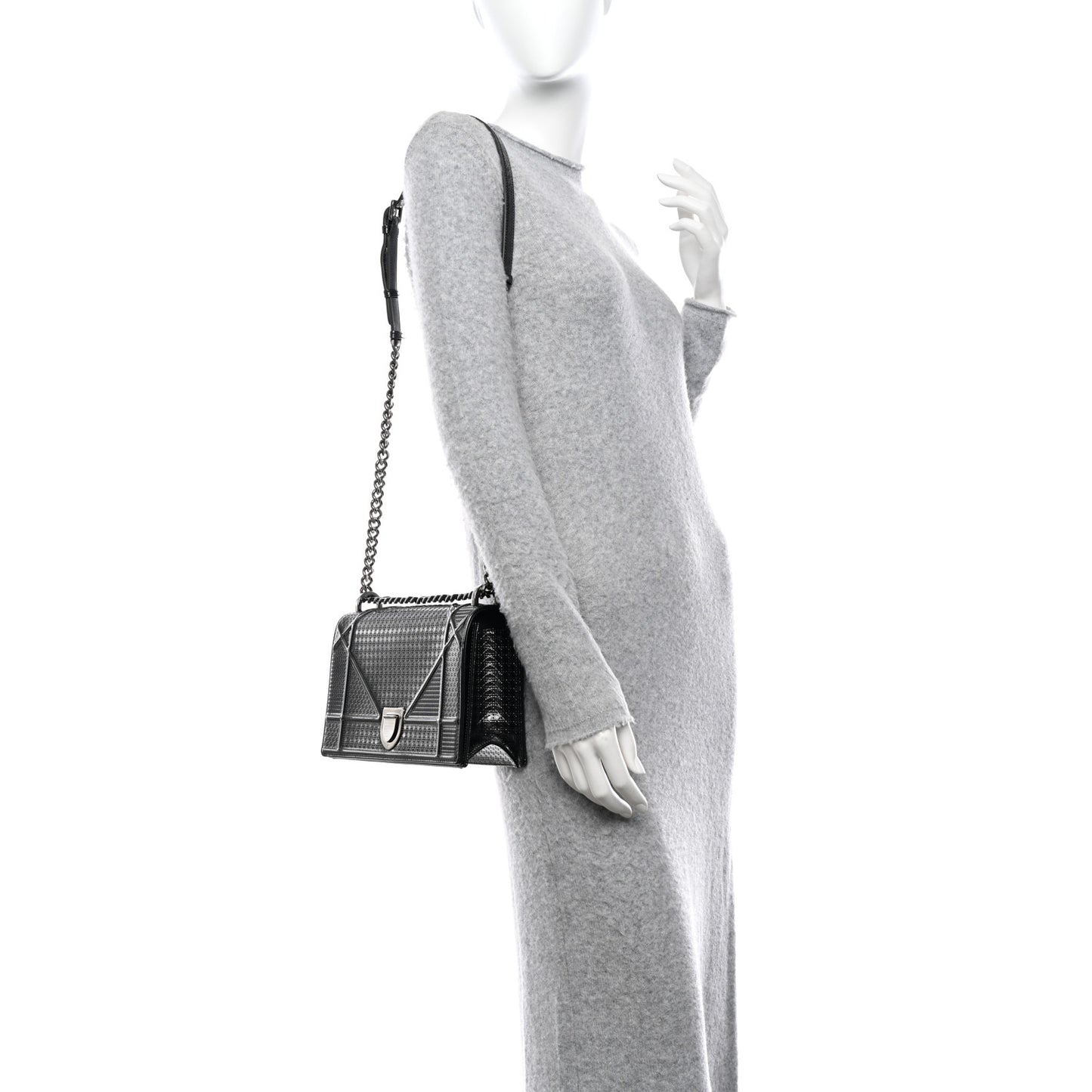 Metallic Patent Micro-Cannage Medium Diorama Flap Bag Onyx Black