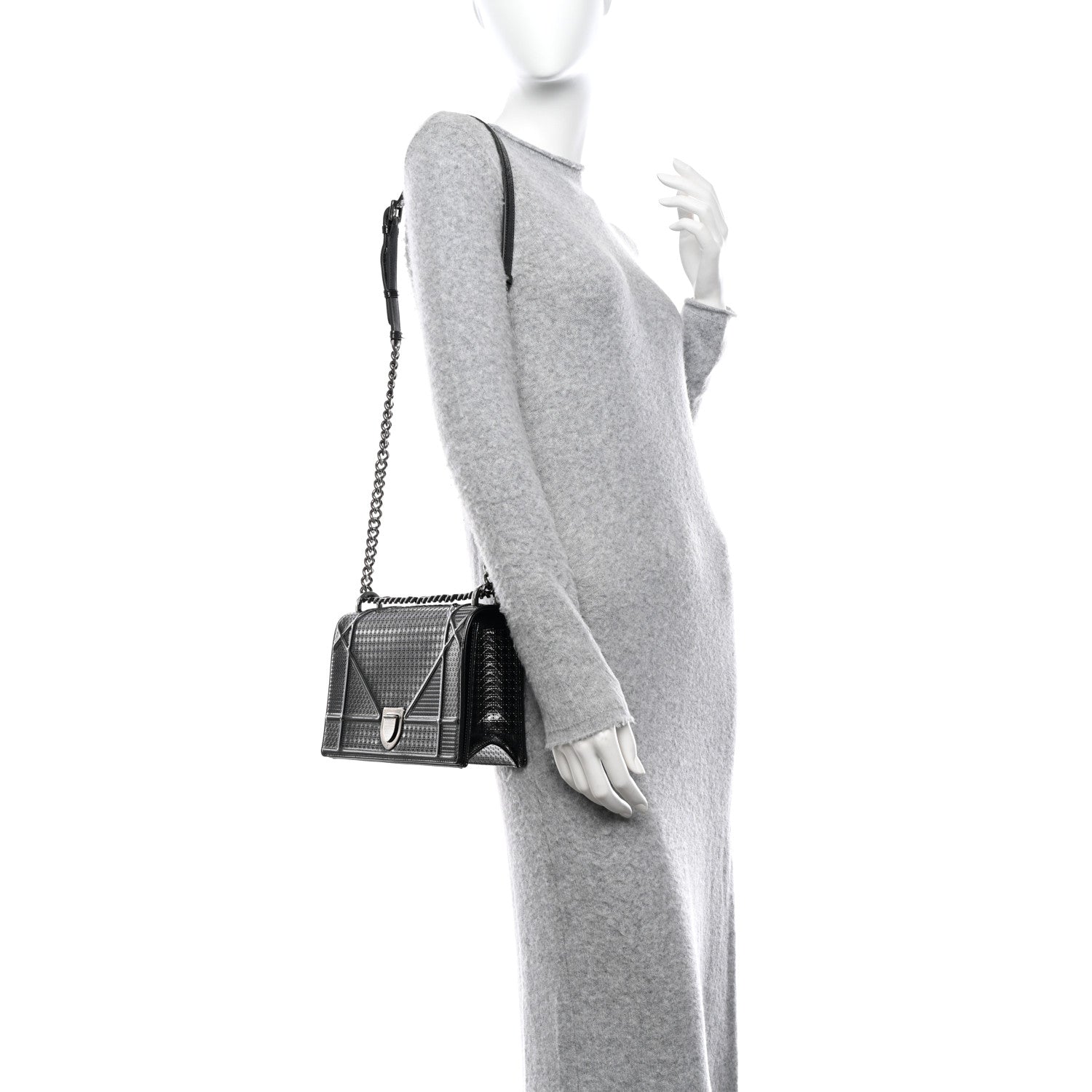 Christian Dior Metallic Patent Micro-Cannage Medium Diorama Flap Bag Onyx Black 2 of 13