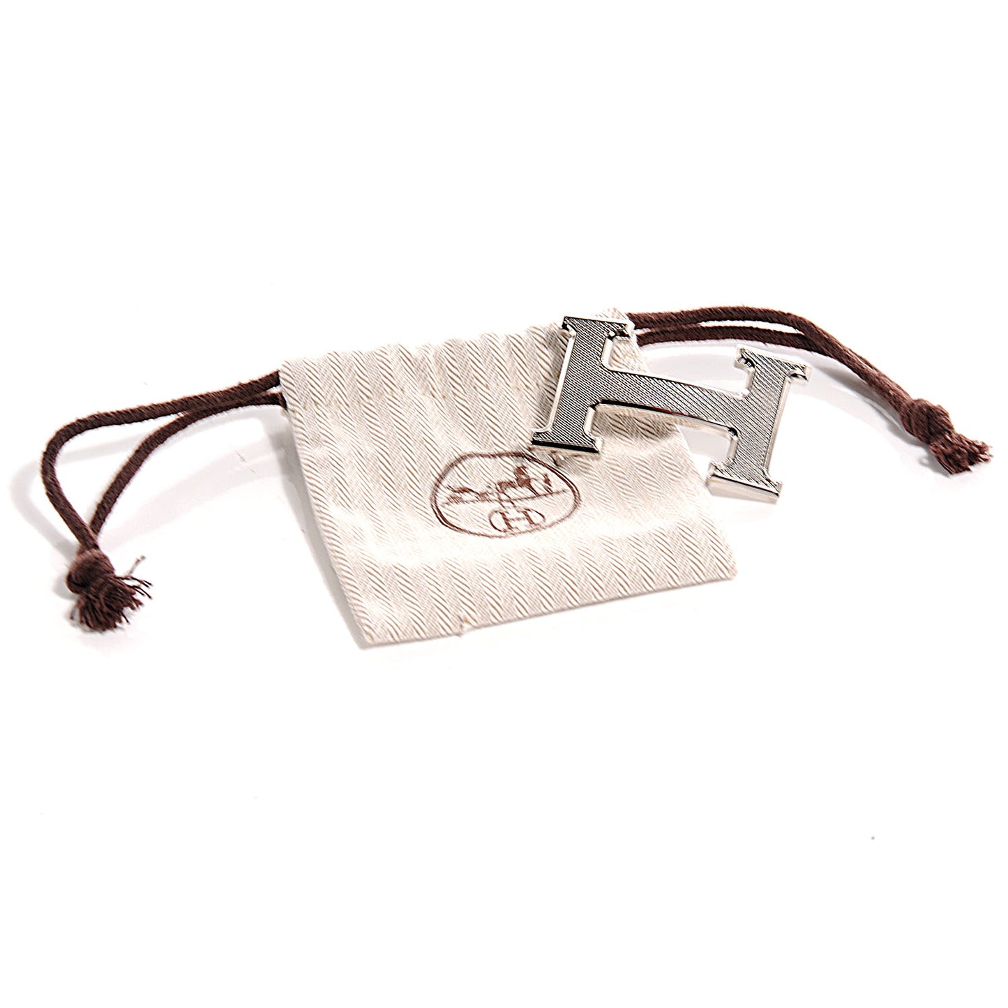Palladium H Guilloche Belt Buckle Silver