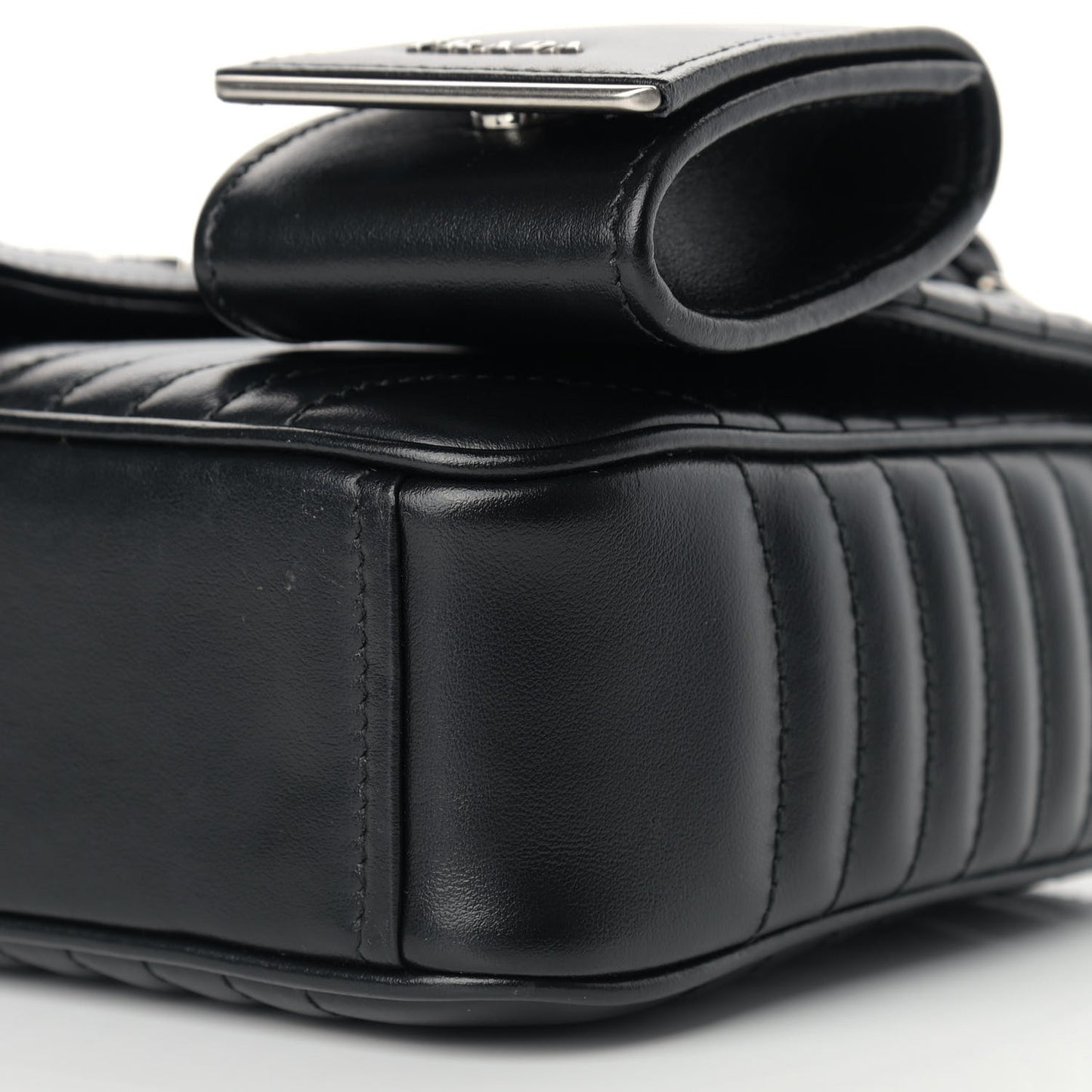 Soft Calfskin Impunture Diagramme Medium Chain Flap Shoulder Bag Black