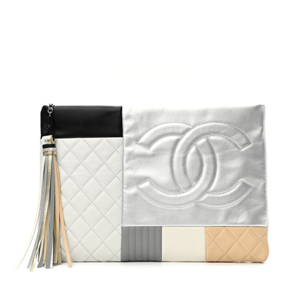 Chanel Lambskin Patchwork Medium Cosmetic Case Multicolor Silver 1 of 8