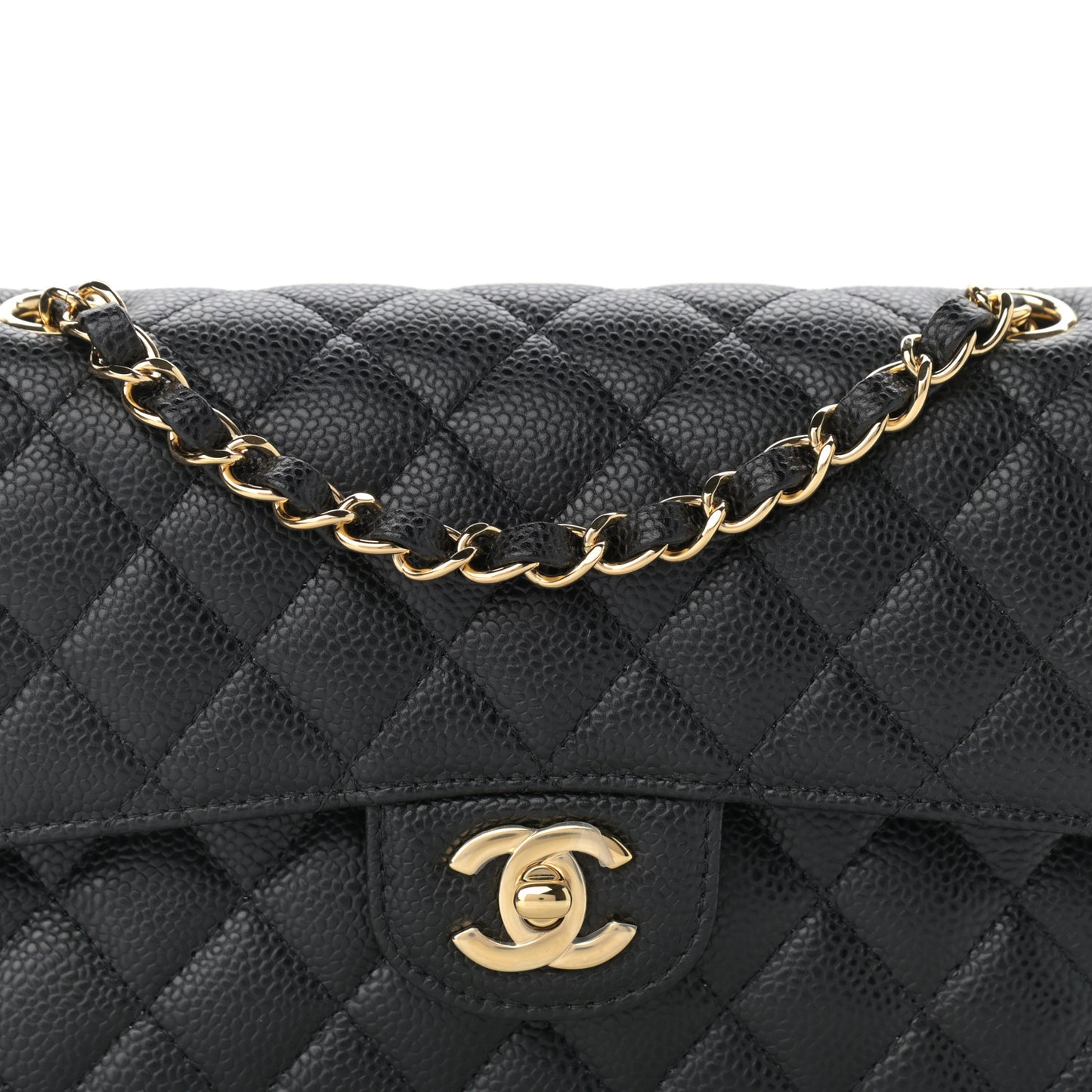 Caviar Quilted Small Double Flap Black