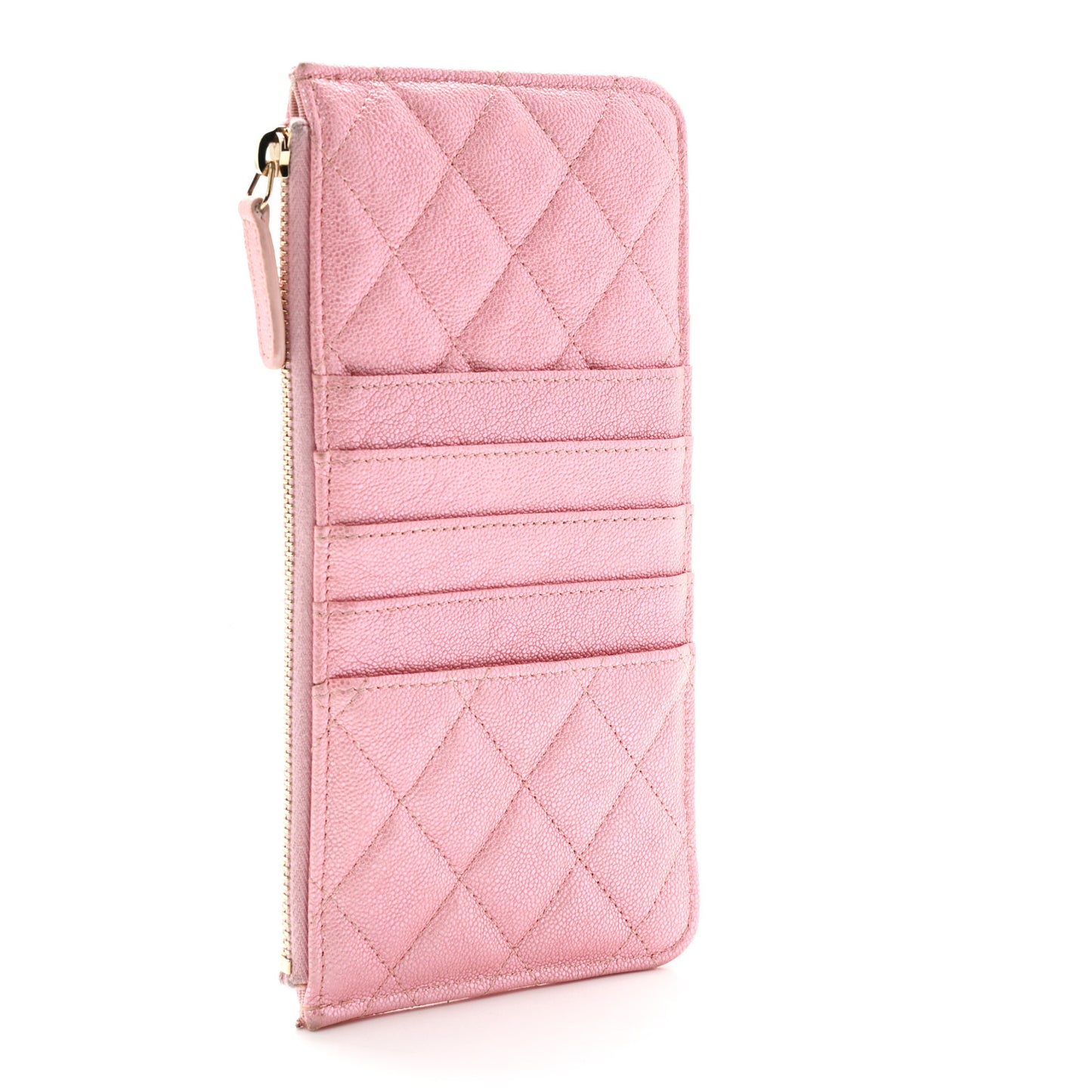 Iridescent Caviar Quilted Classic iPhone Pouch Rose Pink