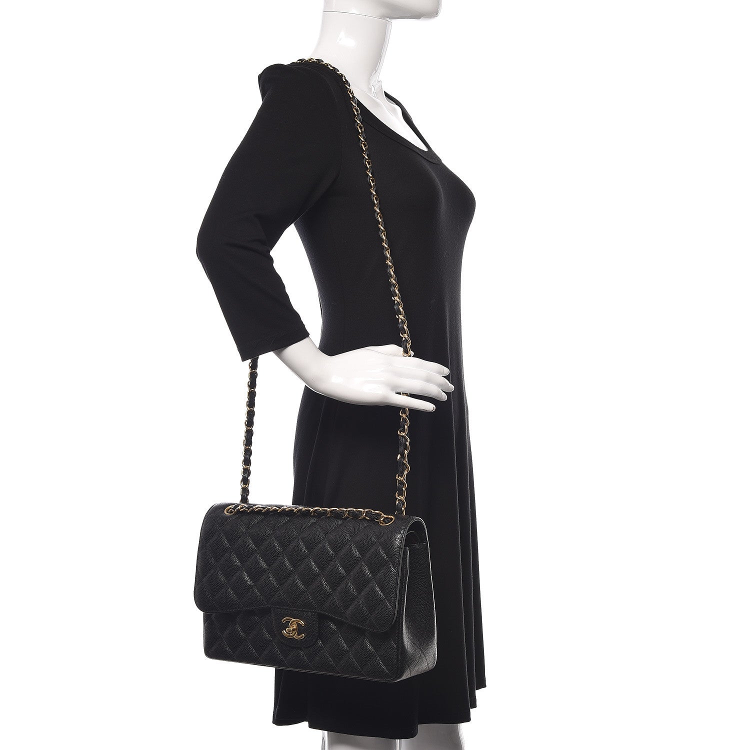 Chanel Caviar Quilted Jumbo Double Flap Black 2 of 11