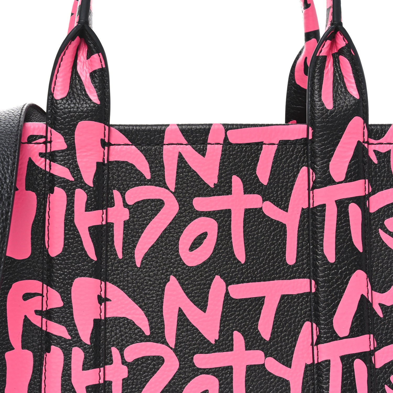 Marc Jacobs X STEPHEN SPROUSE Grained Calfskin Medium The Tote Bag Pink 7 of 9