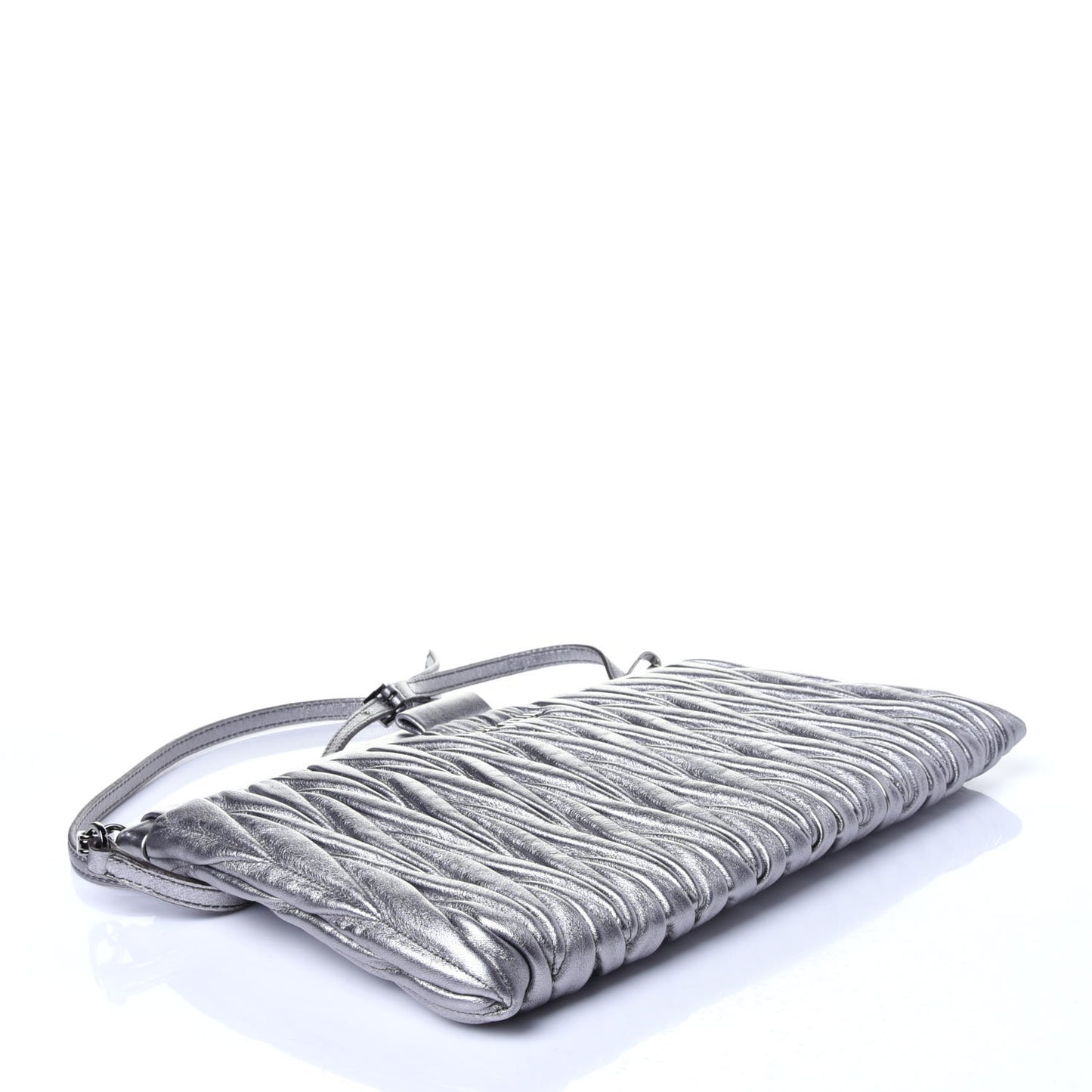 Metallic Nappa Matelasse Crossbody Clutch Cromo