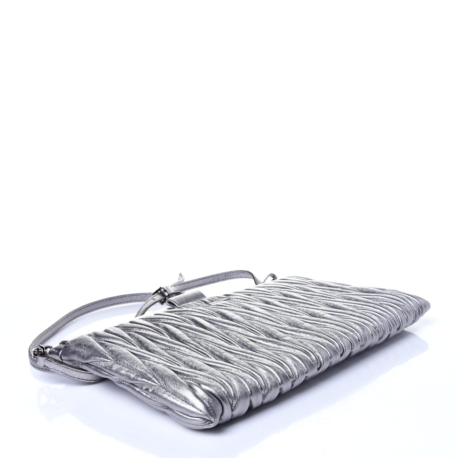 Miu Miu Metallic Nappa Matelasse Crossbody Clutch Cromo 4 of 10