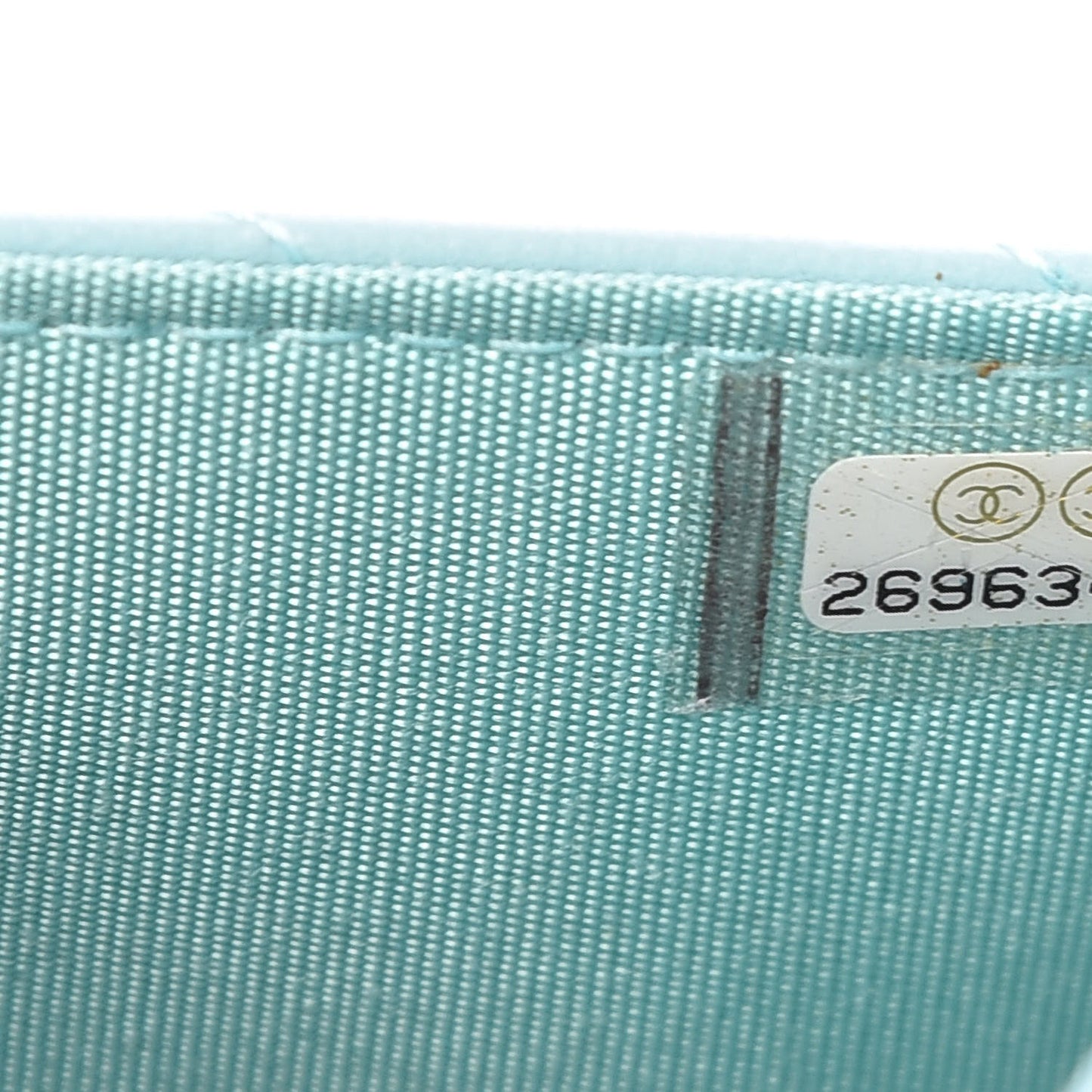 Lambskin Chevron Quilted Trendy CC Wallet On Chain WOC Light Blue