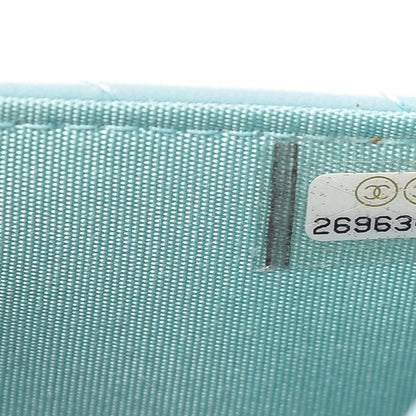 Chanel Lambskin Chevron Quilted Trendy CC Wallet On Chain WOC Light Blue 9 of 11