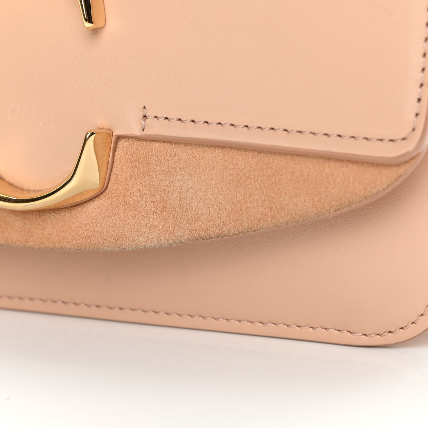 Calfskin Suede C Clutch With Chain Blushy Pink