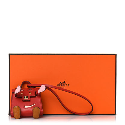 Hermes Tadelakt Chevre Mysore Kelly Quelle Idole Bag Charm Rose Sakura Sanguine Nata Sesame 4 of 4