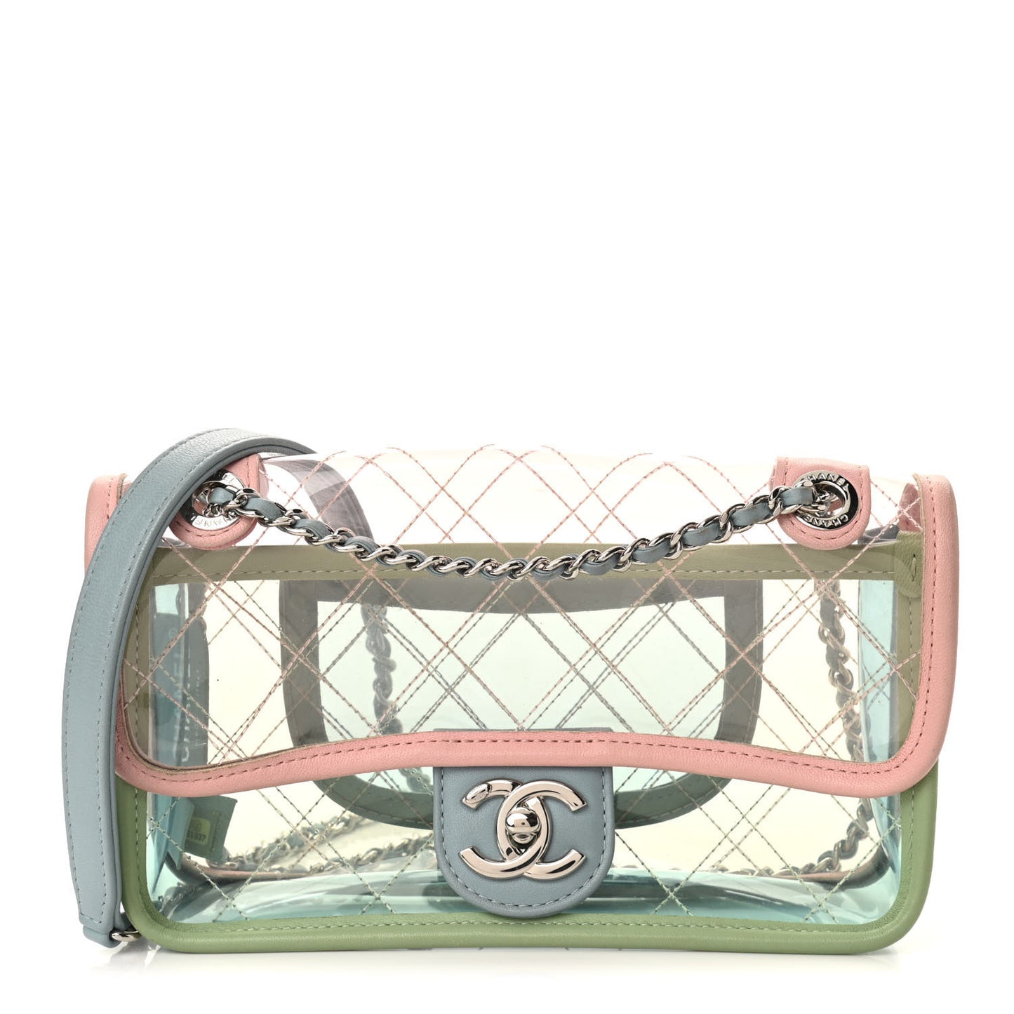 Lambskin PVC Quilted Mini Coco Splash Flap Blue Green