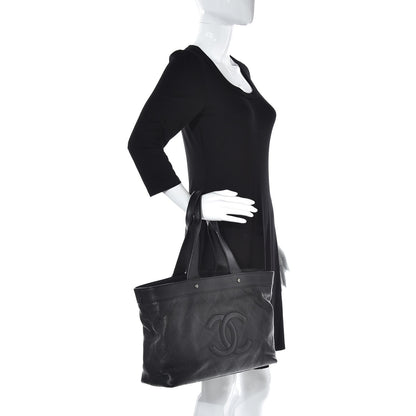 Chanel Goatskin Perforated Large CC Tote Black 2 of 17
