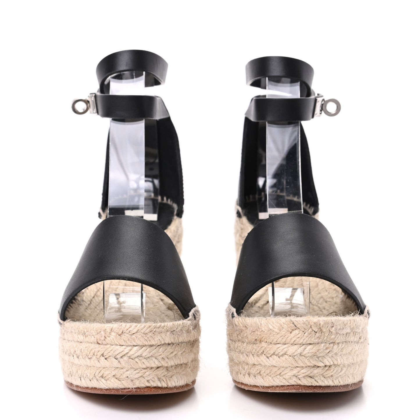 Calfskin Tivoli Espadrille Wedge Sandals 37 Black