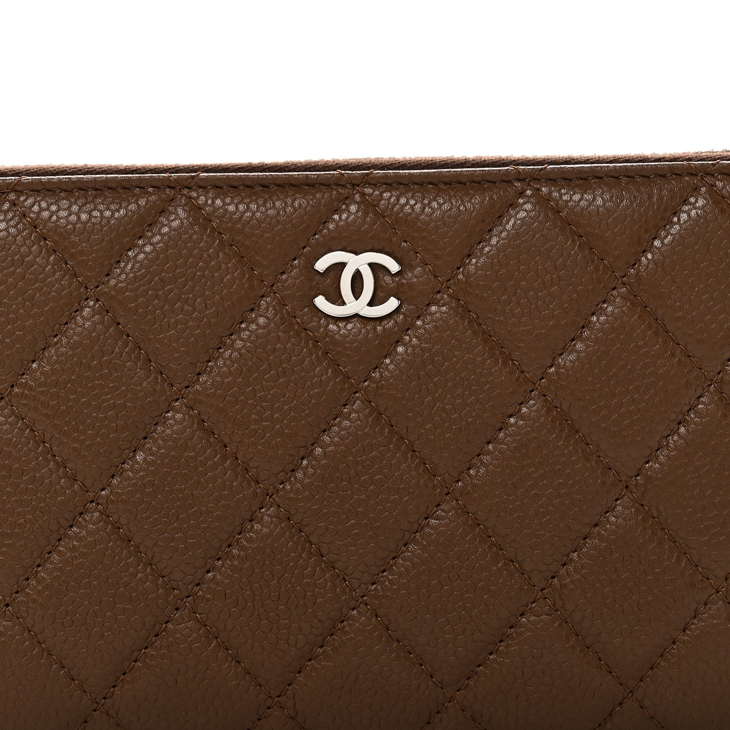 Caviar Quilted Large Gusset Zip Around Wallet Brown