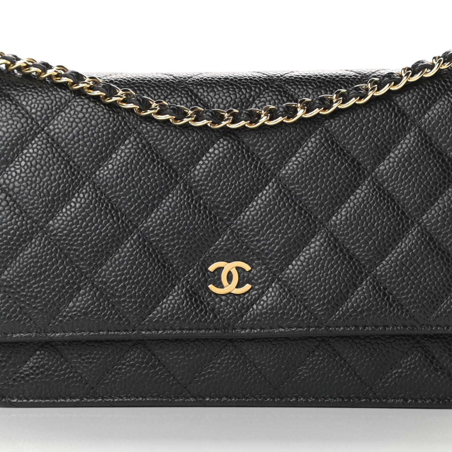 Caviar Quilted Wallet On Chain WOC Black