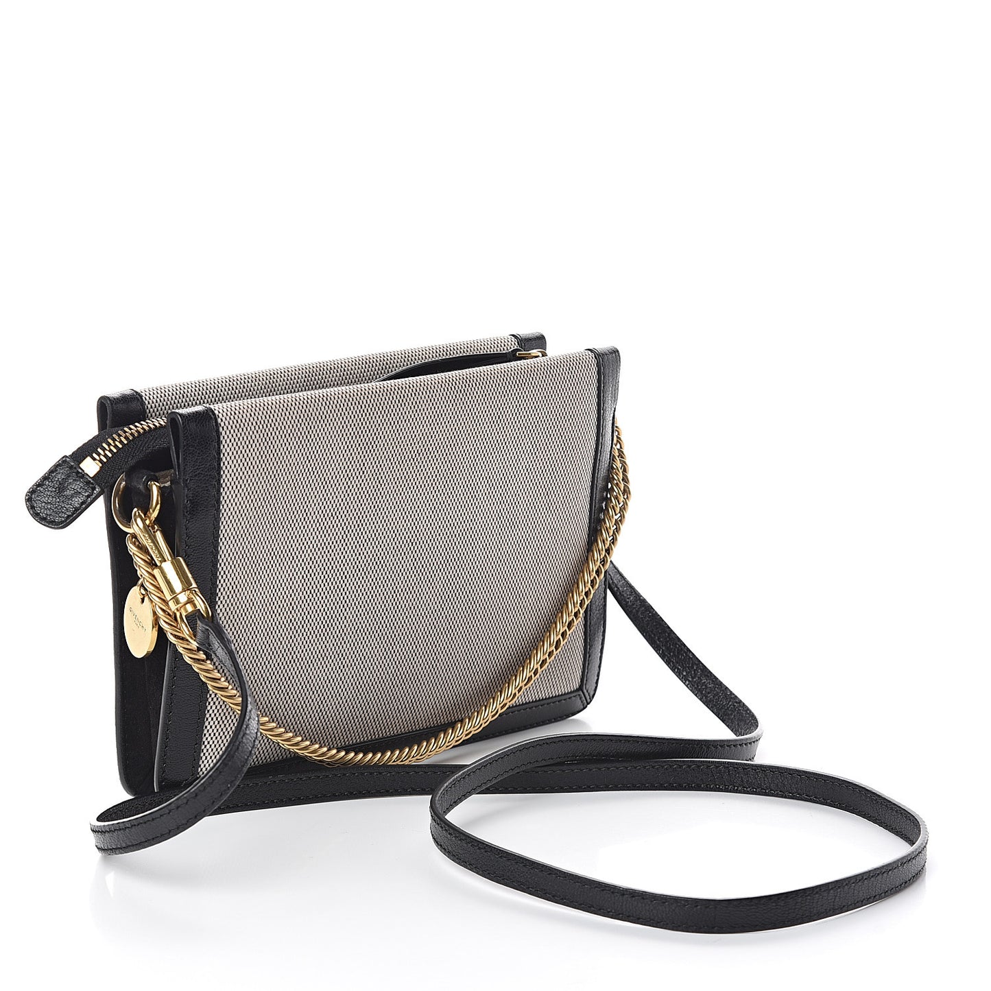 Suede Calfskin Canvas GV Cross Shoulder Bag Black