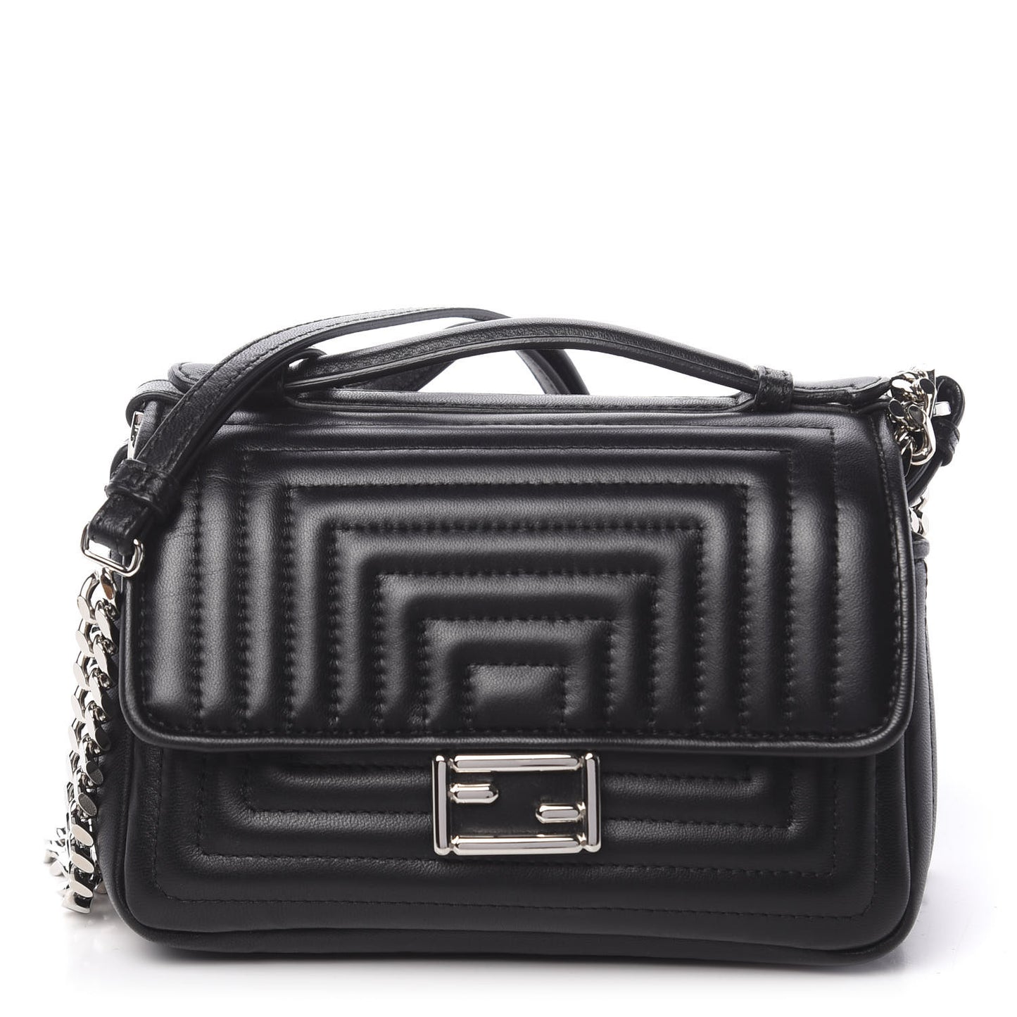 Shiny Nappa Trapuntata Micro Double Baguette Black