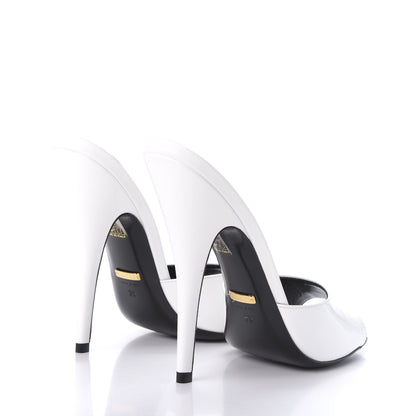 Gucci Polished Calfskin Scarlet High Heel Slide Sandals 39 Great White 4 of 11