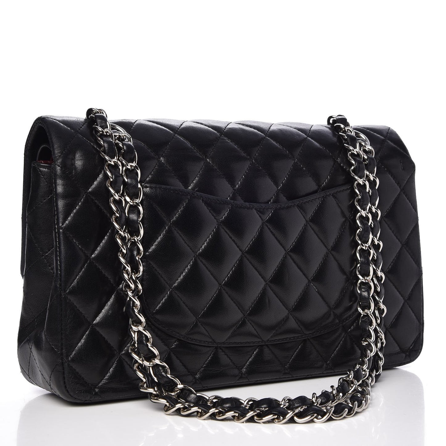 Lambskin Quilted Medium Double Flap Black