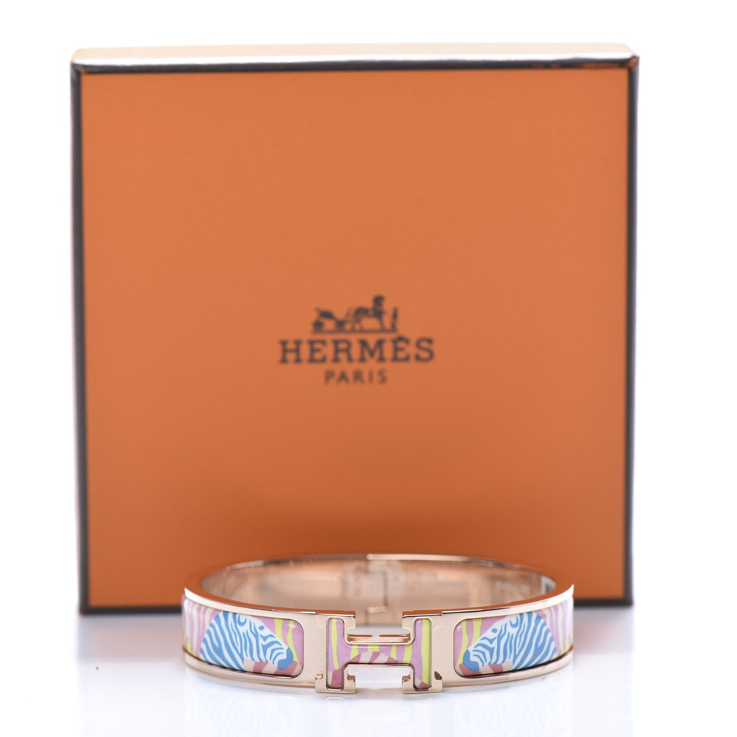 Hermes Enamel Narrow Print Zebres De Tanzania Clic Clac H Bracelet