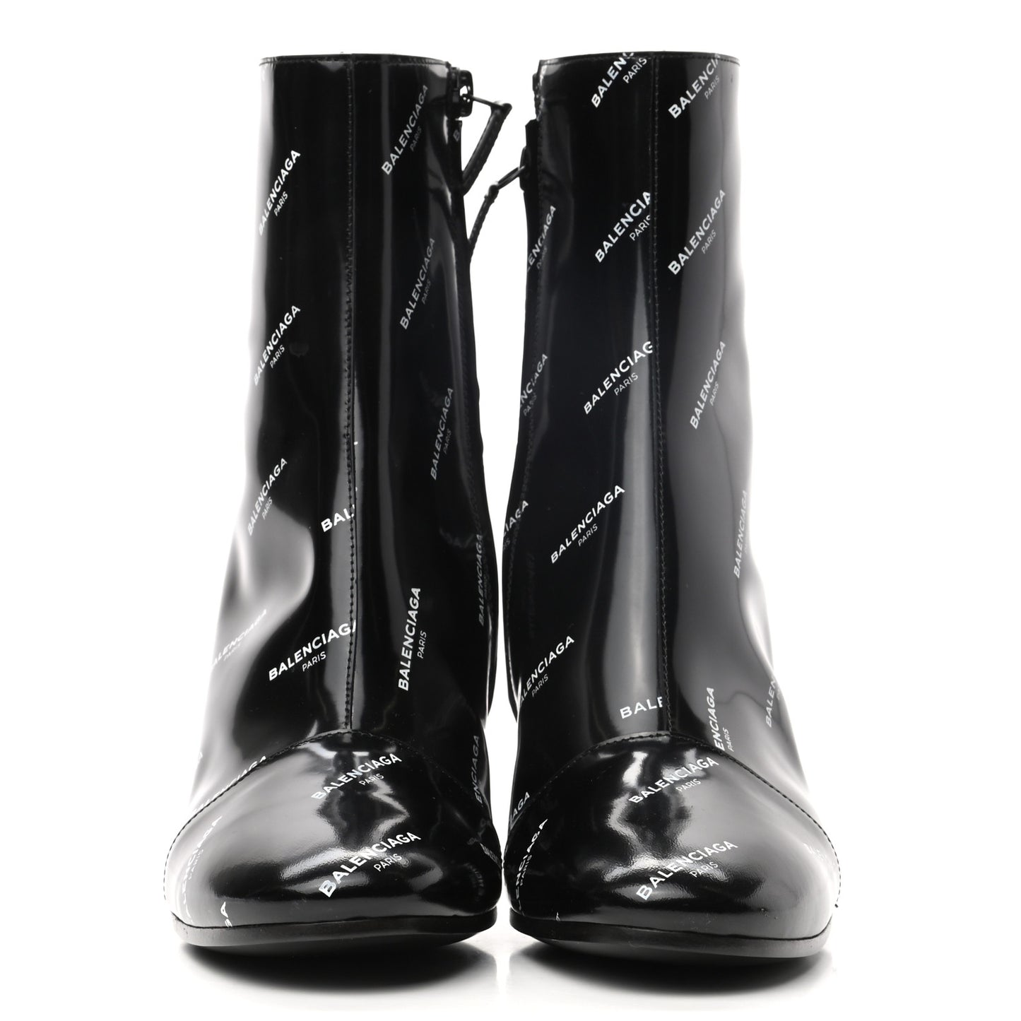 Patent Allover Logo Ankle Boots 37 Black