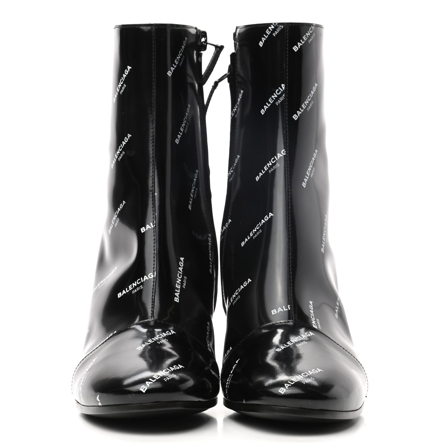 Balenciaga Patent Allover Logo Ankle Boots 37 Black 2 of 8