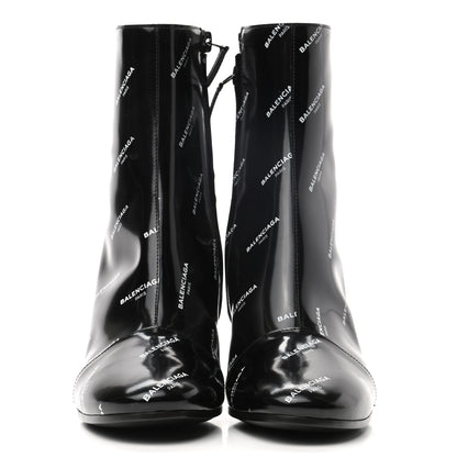 Balenciaga Patent Allover Logo Ankle Boots 37 Black 2 of 8