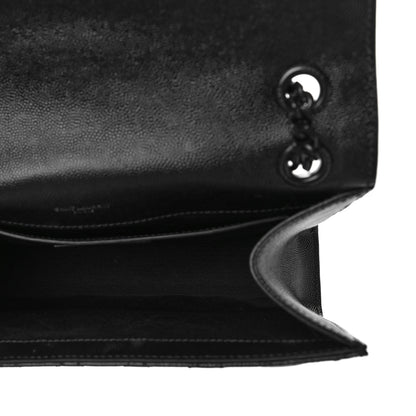 Saint Laurent Grain De Poudre Textured Mixed Matelasse Triquilt Medium Monogram Monochrome Satchel Black 5 of 10