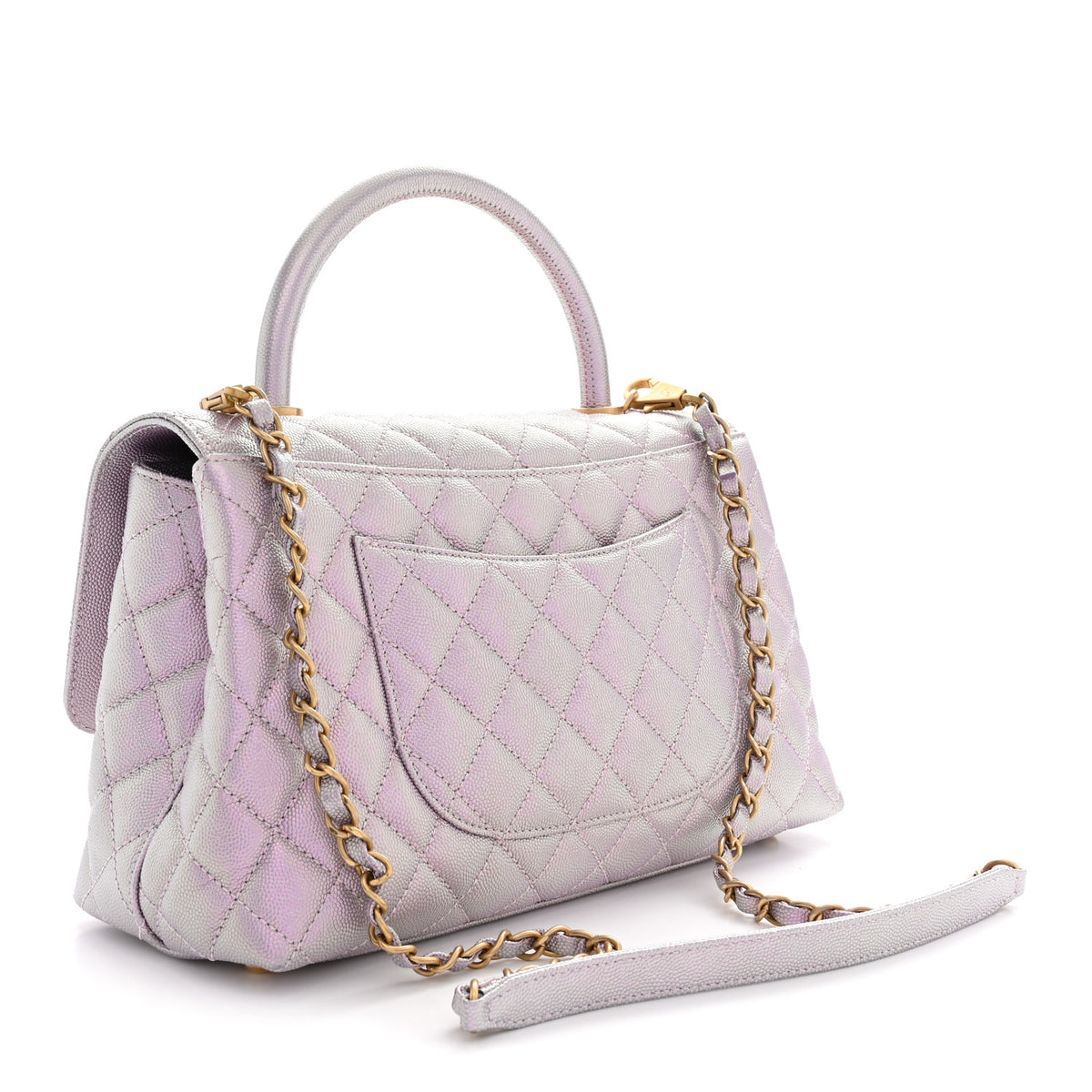 Chanel Metallic Caviar Quilted Small Coco Handle Flap Light Pink 3 of 11