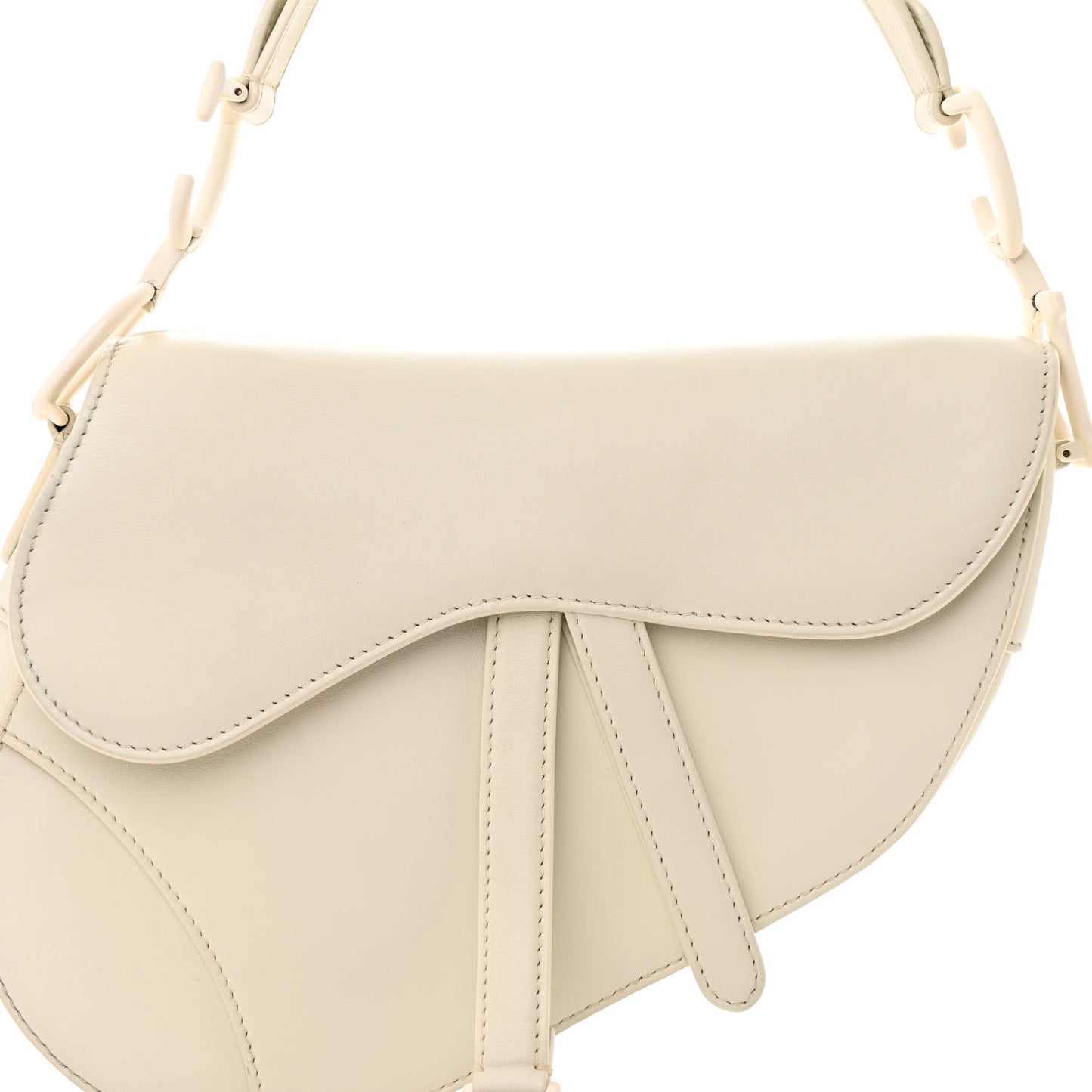 Ultra Matte Calfskin Saddle Bag Off White