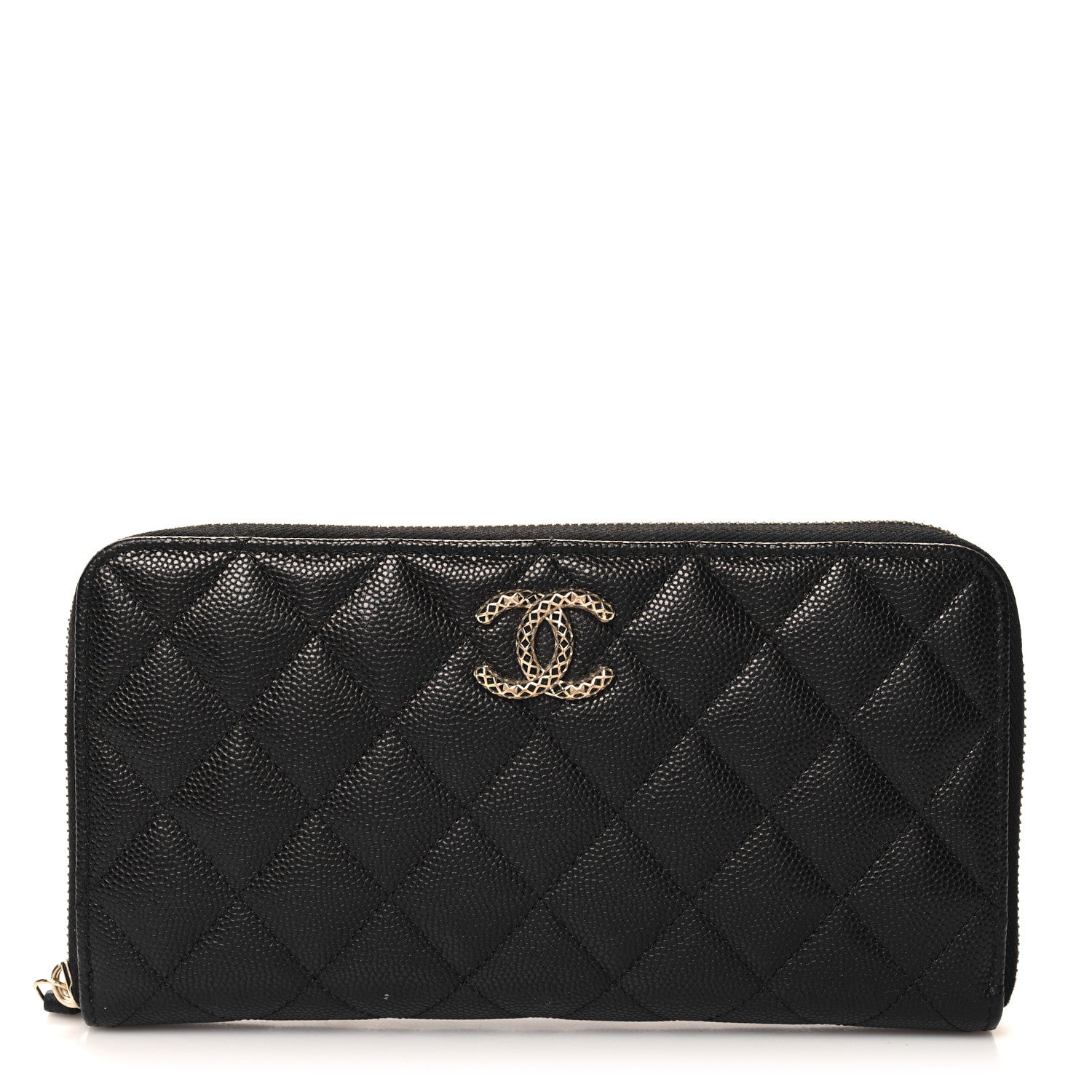 Chanel Caviar Quilted Perforated CC Long Zipped Wallet Black 1 of 9