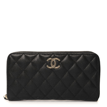 Chanel Caviar Quilted Perforated CC Long Zipped Wallet Black 1 of 9