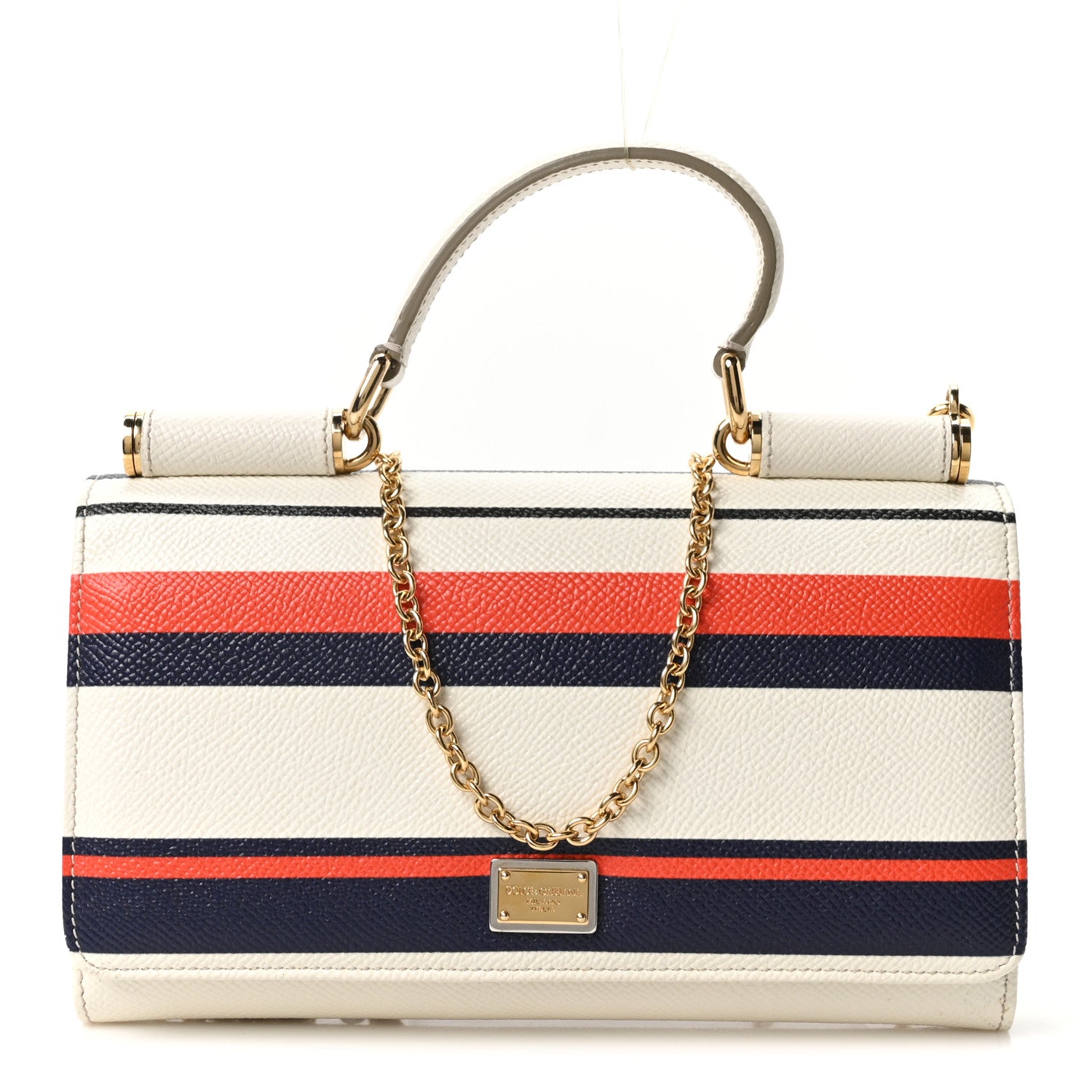 Dolce & Gabbana Dauphine Striped Mini Miss Sicily Chain Wallet 1 of 9